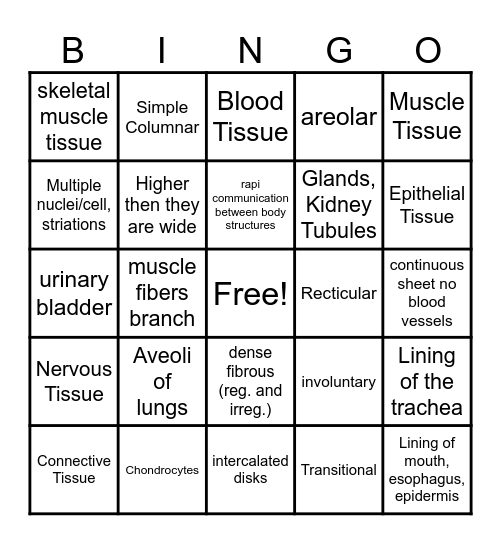 Hand me a Tissue Bingo Card