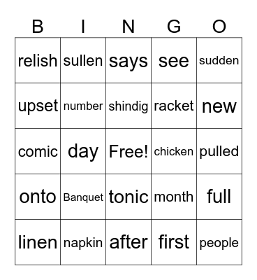 Mess at the Banquet Bingo Card