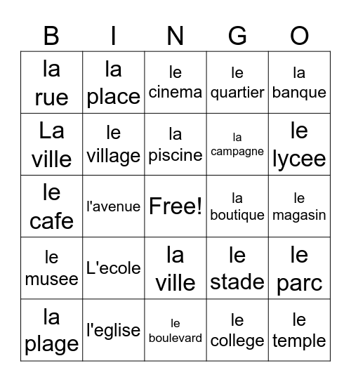 Unit 3 Vocabulary bingo Card