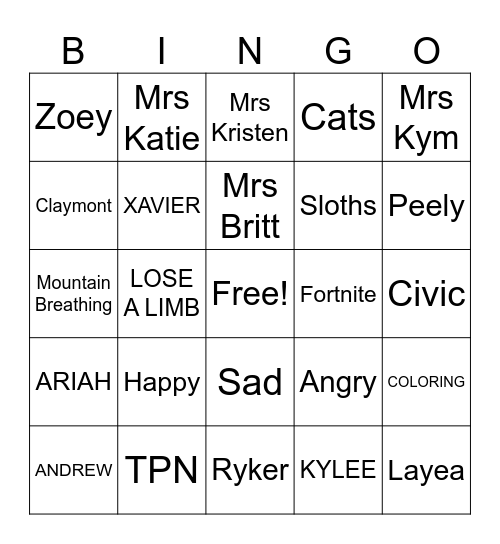 BINGO Card