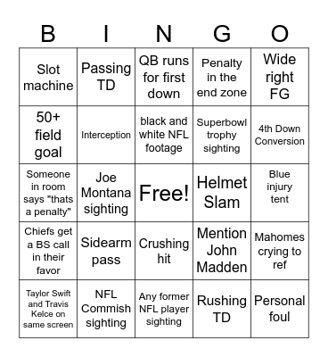 Superbowl no one cares about Bingo Card