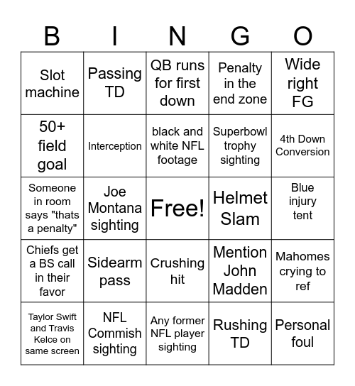 Superbowl no one cares about Bingo Card