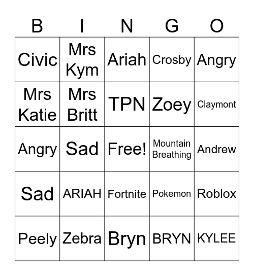 BINGO Card