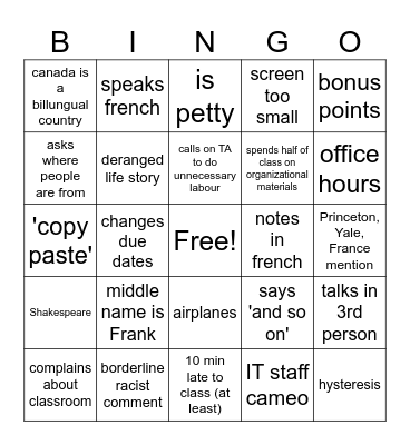 ROBERT BINGO Card