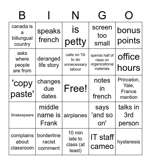 ROBERT BINGO Card