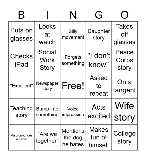 Professor Morris-Compton Bingo Card