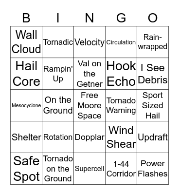 Okie Tornado Bingo Card