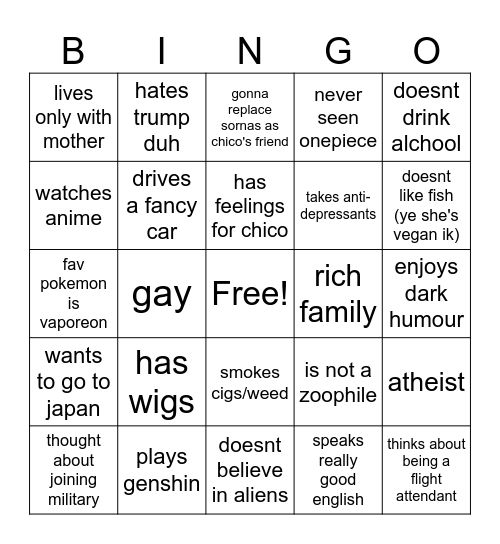 Bingo for Chico Bingo Card