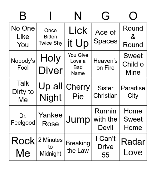 Bingo 80's-A Bingo Card