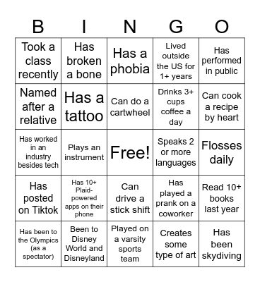 PM Happy Hour Bingo Card