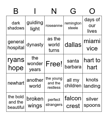 soap opera themes Bingo Card