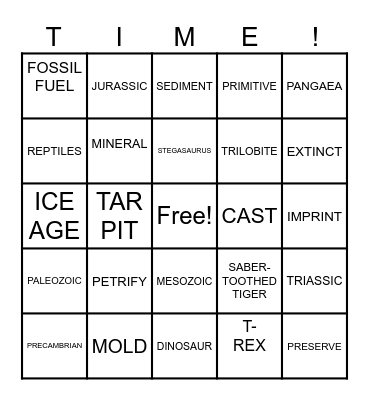 Geologic Time Bingo Card