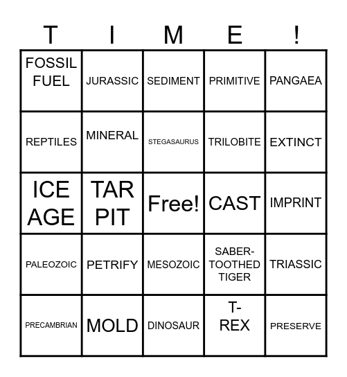 Geologic Time Bingo Card