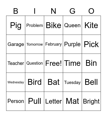 Plosives Bingo Card