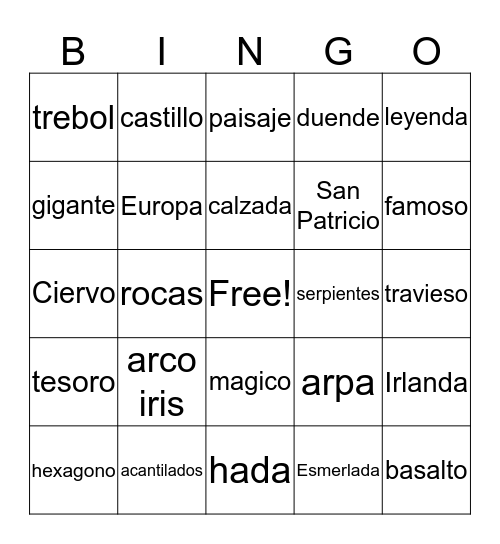 IRLANDA Bingo Card