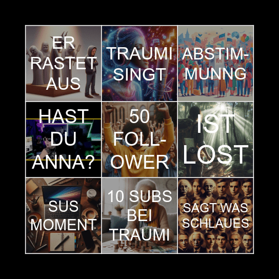 Traumi Stream Bingo Card