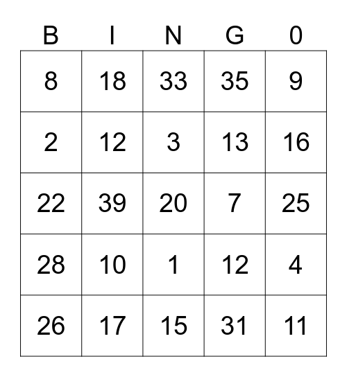 Addition and Subtraction Math Problem Bingo Card