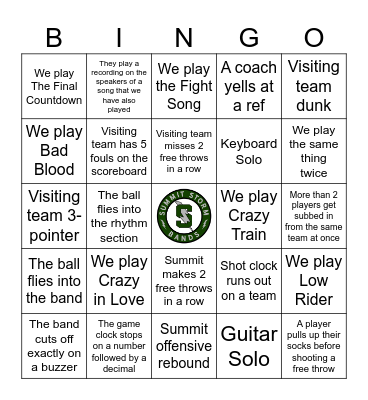 Basketball Band Bingo – February Bingo Card