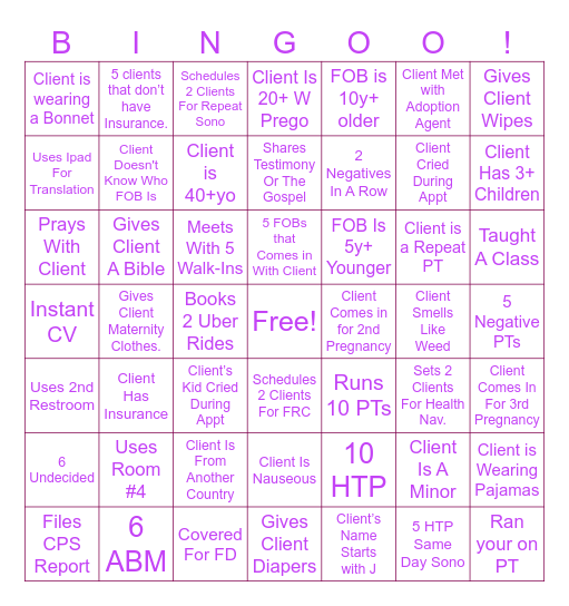 Bingo del Amor! Bingo Card