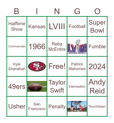 Superbowl 58 Bingo Card