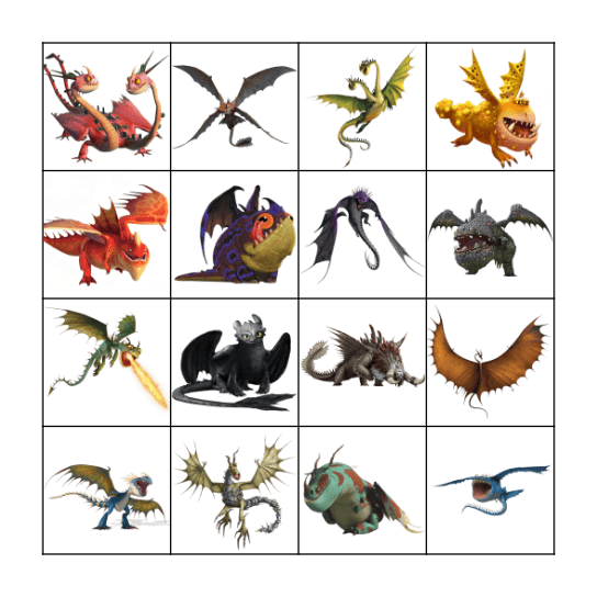 Dragon Bingo Card