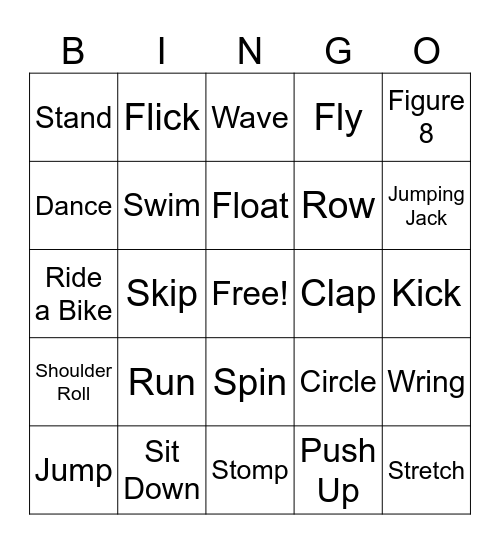 Movement Bingo Card