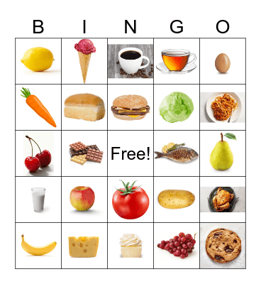 Food and drinks Bingo Card