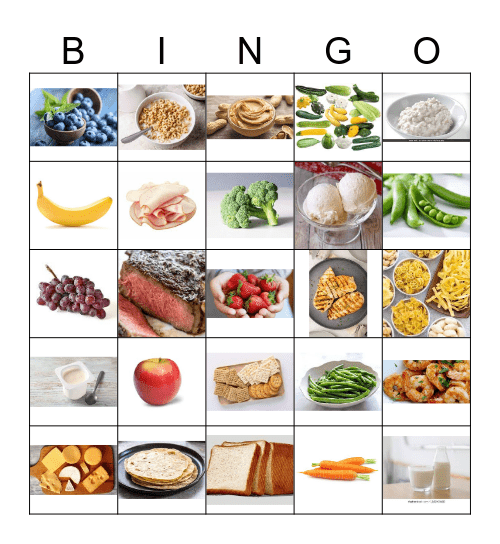 Food Groups Bingo Card