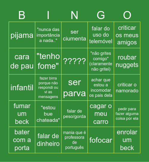 Carolina bingo Card