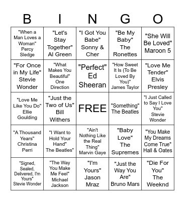 Valentine's Day Bingo! Bingo Card