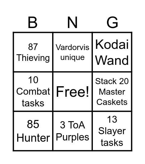 OSRS Comeback #4 Bingo Card