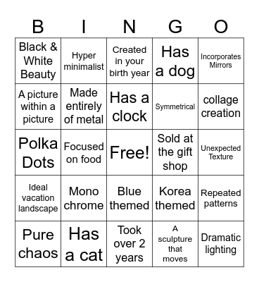 SF MOMA Bingo Card