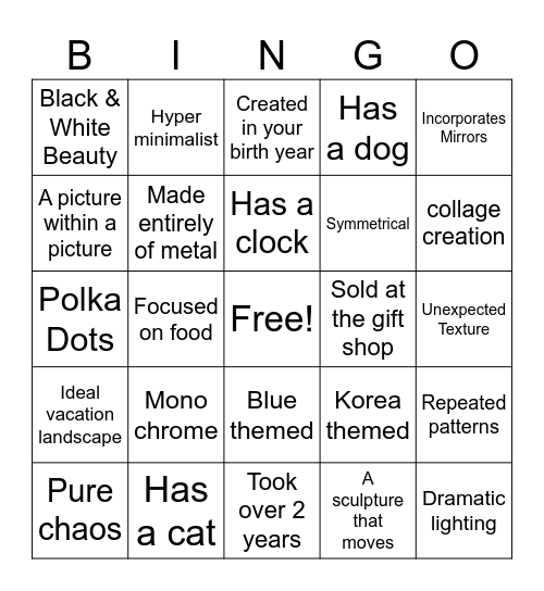 SF MOMA Bingo Card