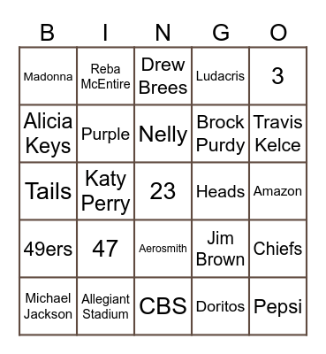 Super Bowl Trivia Bingo Card