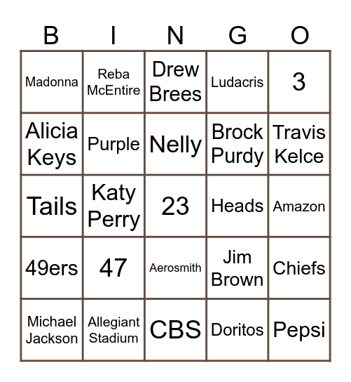 Super Bowl Trivia Bingo Card