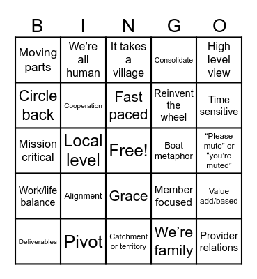 Corporate Lingo Bingo Card