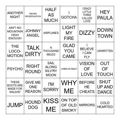 BILLBOARD #6S Bingo Card