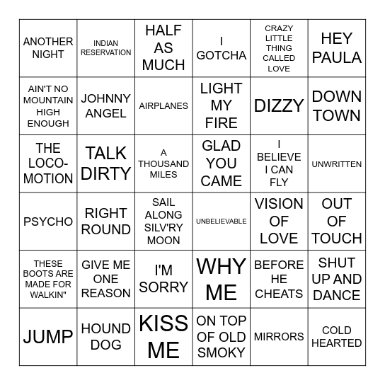BILLBOARD #6S Bingo Card