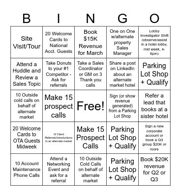 Sales BINGO Card