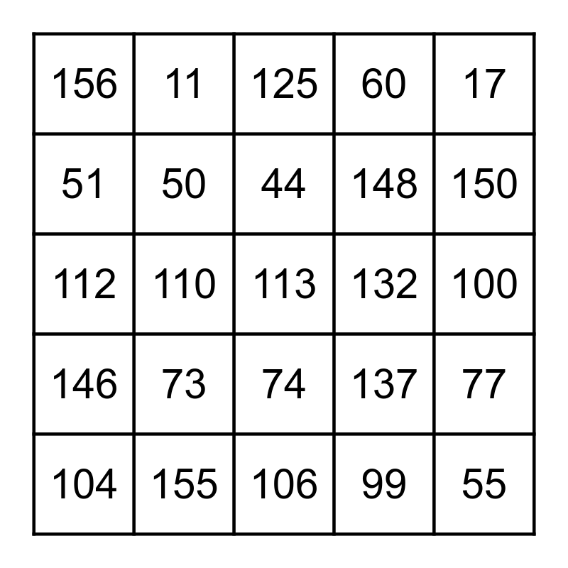 Angle Bingo Card