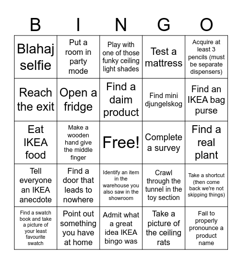 Ikea Bingo Bash Bingo Card