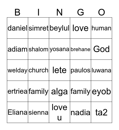 Untitled Bingo Card