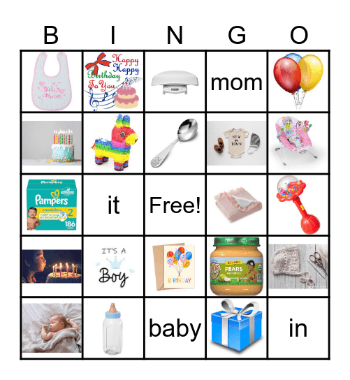 Baby and Birthday BINGO Card