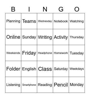 Learning Bingo Card