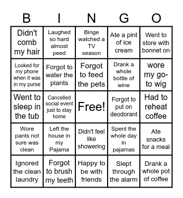 Hot Mess Bingo Card