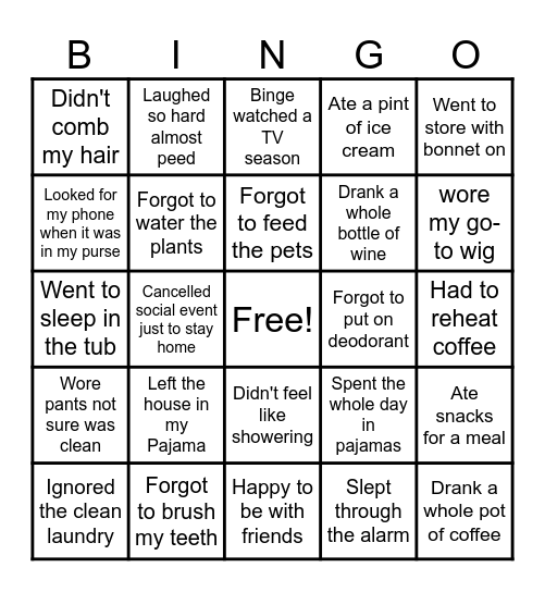 Hot Mess Bingo Card