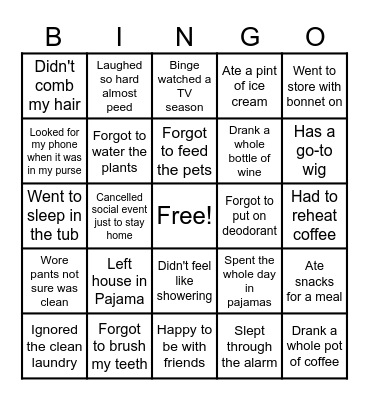 Hot Mess Bingo Card