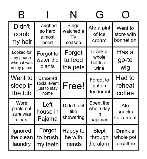 Hot Mess Bingo Card