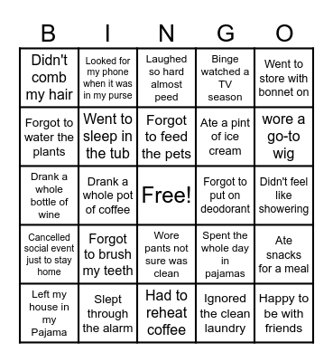 Hot Mess Bingo Card