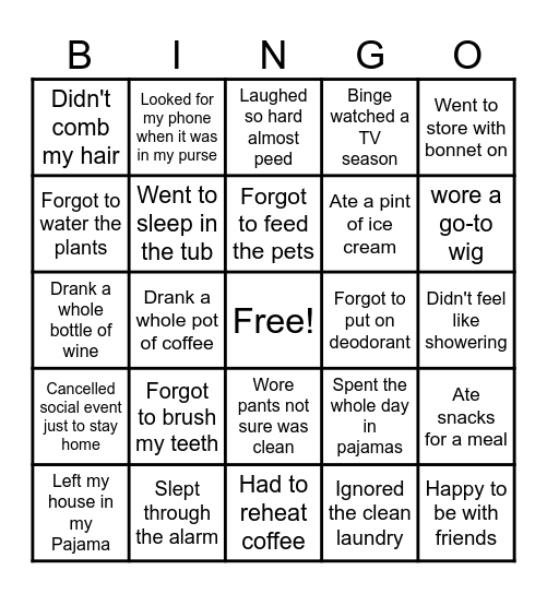 Hot Mess Bingo Card